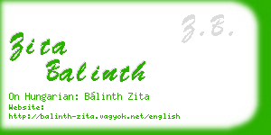 zita balinth business card